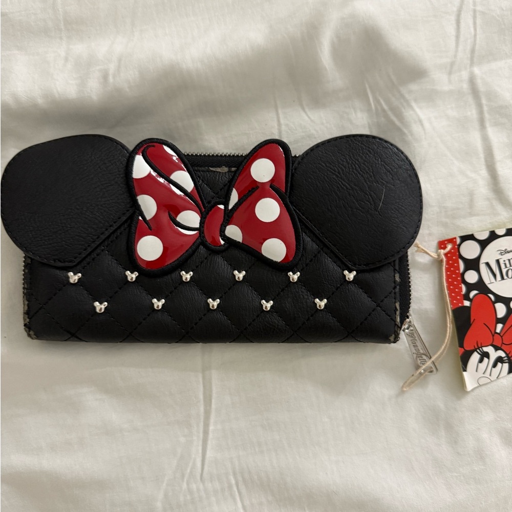 Disney Black Quilted Wallet with Red and White Bow